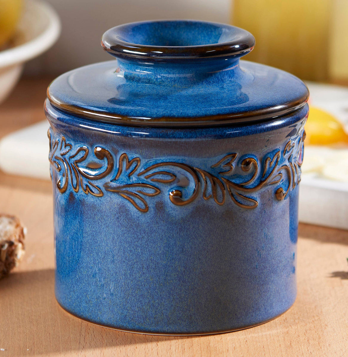 Antique Butter Bell Crock - Denim Blue